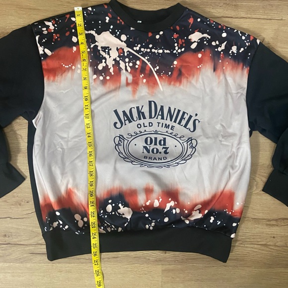Jack Daniel’s Black & Cream Acid Wash Size Medium M Oversized Sweatshirt Sweater - Picture 5 of 7